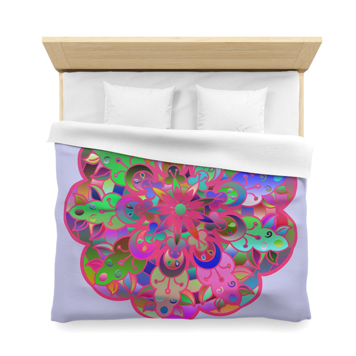 Microfiber Duvet Cover Mandala Art Drawn by Hand - Colorful Mandala on Wisteria background - Blululi