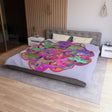 Microfiber Duvet Cover Mandala Art Drawn by Hand - Colorful Mandala on Wisteria background - Blululi