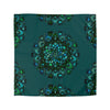 Microfiber Duvet Cover Mandala Art Drawn by Hand - Green Mandala on Dark Petroleum Green background - Blululi