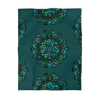 Microfiber Duvet Cover Mandala Art Drawn by Hand - Green Mandala on Dark Petroleum Green background - Blululi