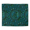 Microfiber Duvet Cover Mandala Art Drawn by Hand - Green Mandala on Dark Petroleum Green background - Blululi