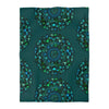 Microfiber Duvet Cover Mandala Art Drawn by Hand - Green Mandala on Dark Petroleum Green background - Blululi