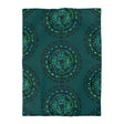 Microfiber Duvet Cover Mandala Art Drawn by Hand - Green Mandala on Dark Petroleum Green background - Blululi