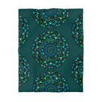 Microfiber Duvet Cover Mandala Art Drawn by Hand - Green Mandala on Dark Petroleum Green background - Blululi