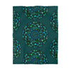 Microfiber Duvet Cover Mandala Art Drawn by Hand - Green Mandala on Dark Petroleum Green background - Blululi