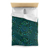 Microfiber Duvet Cover Mandala Art Drawn by Hand - Green Mandala on Dark Petroleum Green background - Blululi