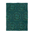 Microfiber Duvet Cover Mandala Art Drawn by Hand - Green Mandala on Dark Petroleum Green background - Blululi