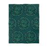 Microfiber Duvet Cover Mandala Art Drawn by Hand - Green Mandala on Dark Petroleum Green background - Blululi