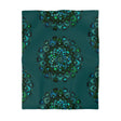 Microfiber Duvet Cover Mandala Art Drawn by Hand - Green Mandala on Dark Petroleum Green background - Blululi