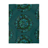 Microfiber Duvet Cover Mandala Art Drawn by Hand - Green Mandala on Dark Petroleum Green background - Blululi