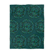 Microfiber Duvet Cover Mandala Art Drawn by Hand - Green Mandala on Dark Petroleum Green background - Blululi