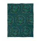 Microfiber Duvet Cover Mandala Art Drawn by Hand - Green Mandala on Dark Petroleum Green background - Blululi