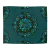 Microfiber Duvet Cover Mandala Art Drawn by Hand - Green Mandala on Dark Petroleum Green background - Blululi