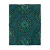 Microfiber Duvet Cover Mandala Art Drawn by Hand - Green Mandala on Dark Petroleum Green background - Blululi