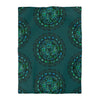 Microfiber Duvet Cover Mandala Art Drawn by Hand - Green Mandala on Dark Petroleum Green background - Blululi