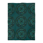 Microfiber Duvet Cover Mandala Art Drawn by Hand - Green Mandala on Dark Petroleum Green background - Blululi