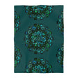 Microfiber Duvet Cover Mandala Art Drawn by Hand - Green Mandala on Dark Petroleum Green background - Blululi