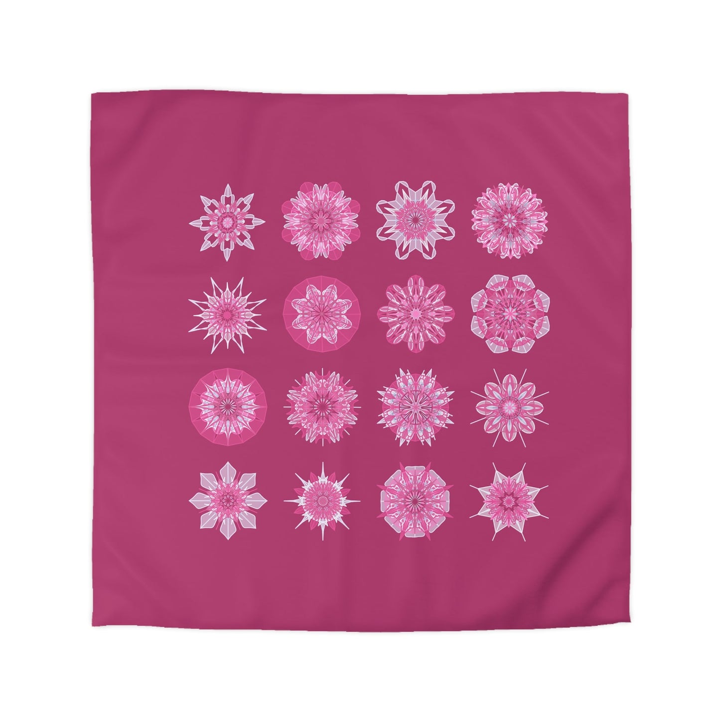 Microfiber Duvet Cover Mandala Art Drawn by Hand - Mandala on Dark Hot Pink background - Blululi