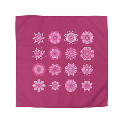 Microfiber Duvet Cover Mandala Art Drawn by Hand - Mandala on Dark Hot Pink background - Blululi