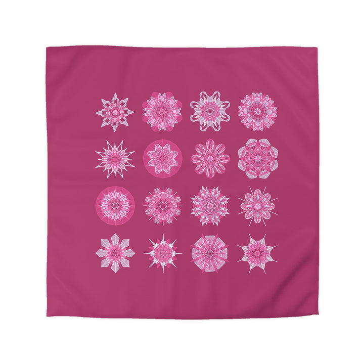 Microfiber Duvet Cover Mandala Art Drawn by Hand - Mandala on Dark Hot Pink background - Blululi