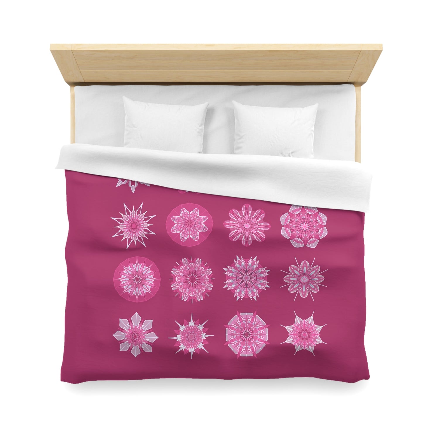 Microfiber Duvet Cover Mandala Art Drawn by Hand - Mandala on Dark Hot Pink background - Blululi