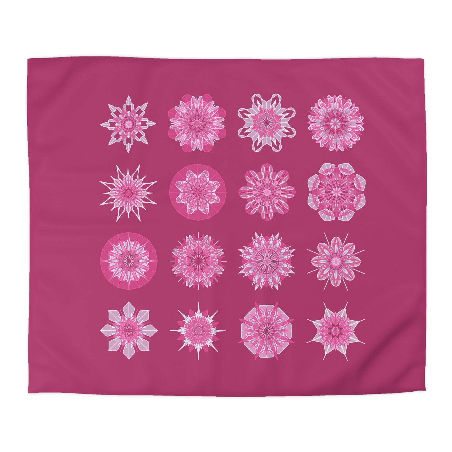 Microfiber Duvet Cover Mandala Art Drawn by Hand - Mandala on Dark Hot Pink background - Blululi