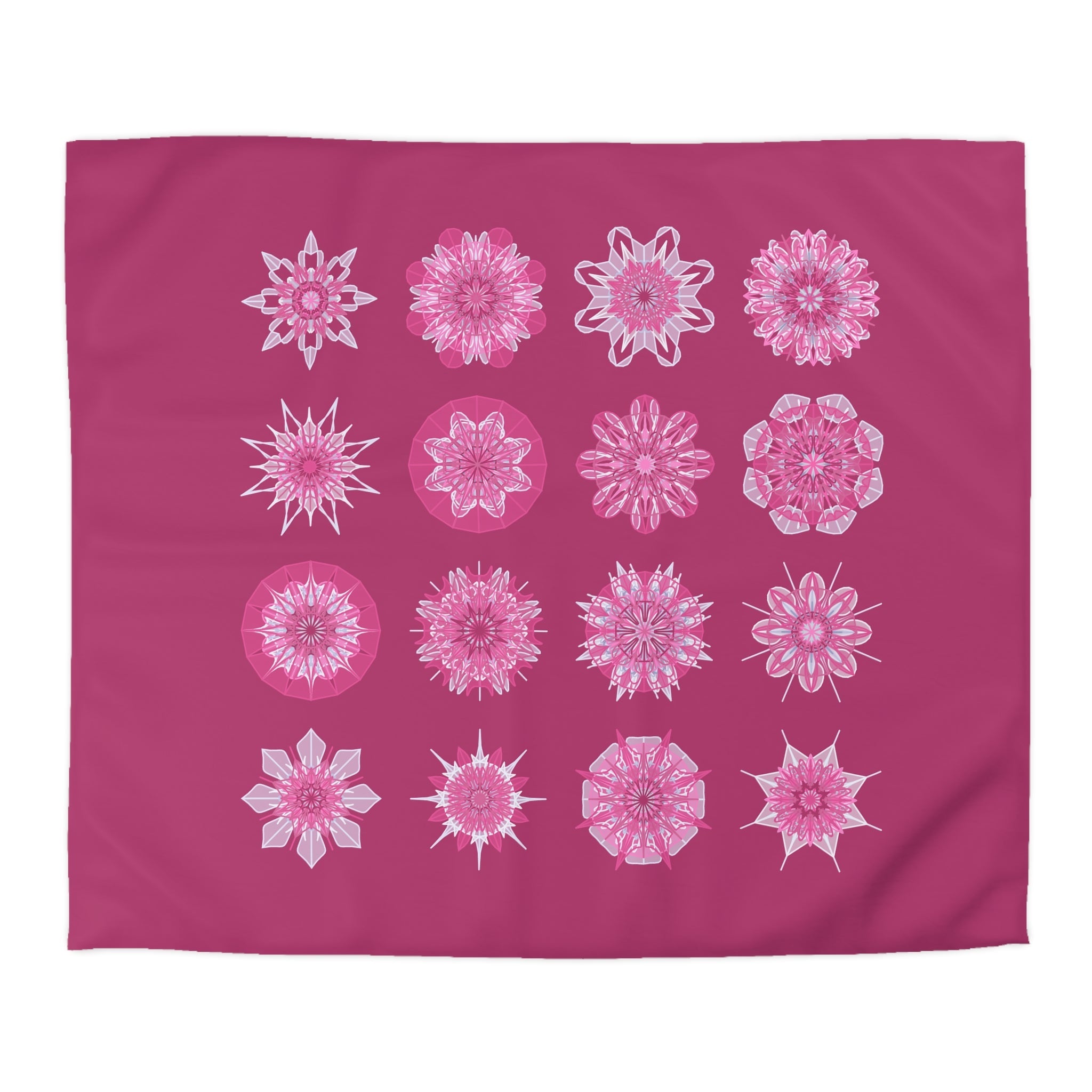 Microfiber Duvet Cover Mandala Art Drawn by Hand - Mandala on Dark Hot Pink background - Blululi