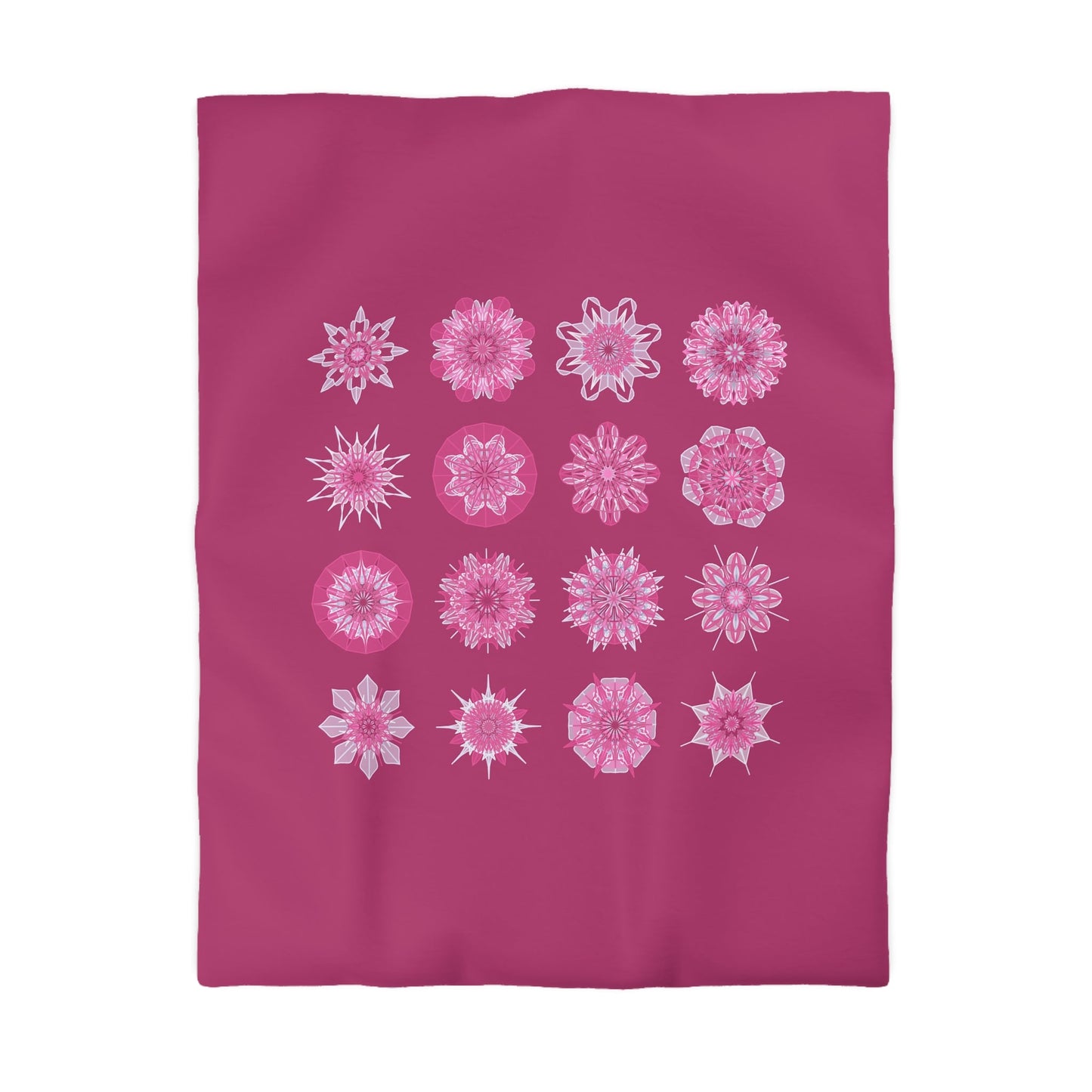 Microfiber Duvet Cover Mandala Art Drawn by Hand - Mandala on Dark Hot Pink background - Blululi