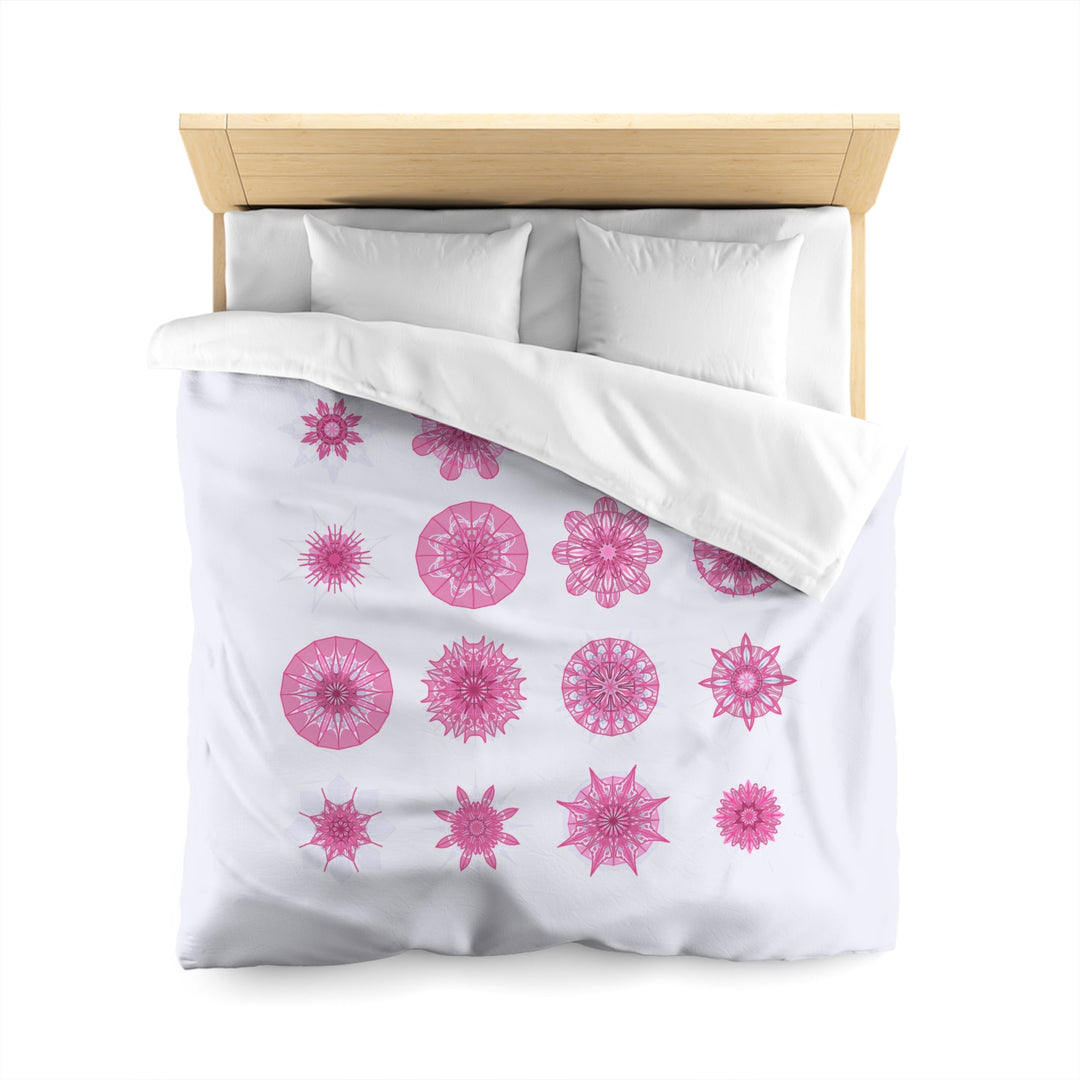 Microfiber Duvet Cover Mandala Art Drawn by Hand - Mandala on Light Lavender background - Blululi