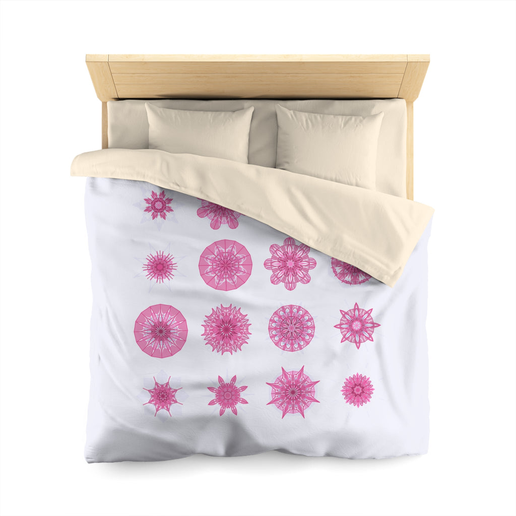 Microfiber Duvet Cover Mandala Art Drawn by Hand - Mandala on Light Lavender background - Blululi