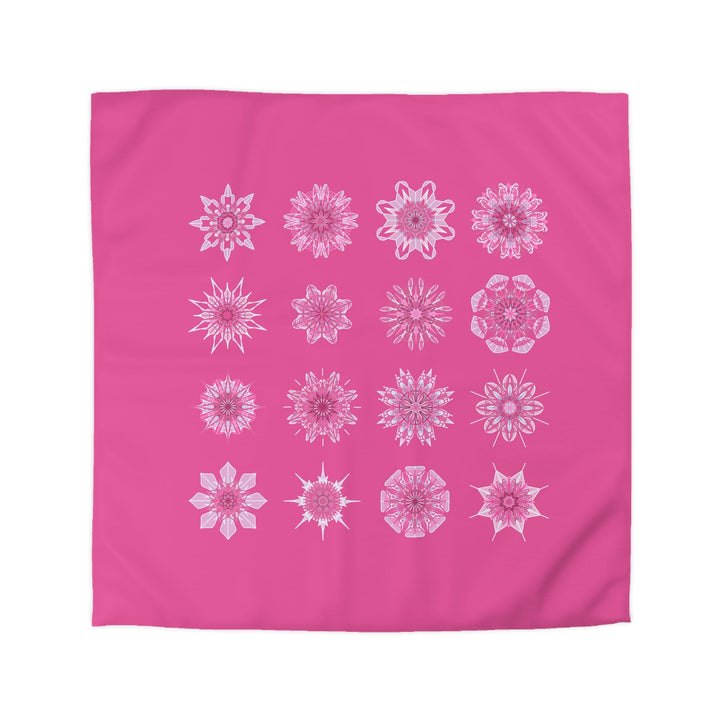 Microfiber Duvet Cover Mandala Art Drawn by Hand - Mandala on Medium Hot Pink background - Blululi