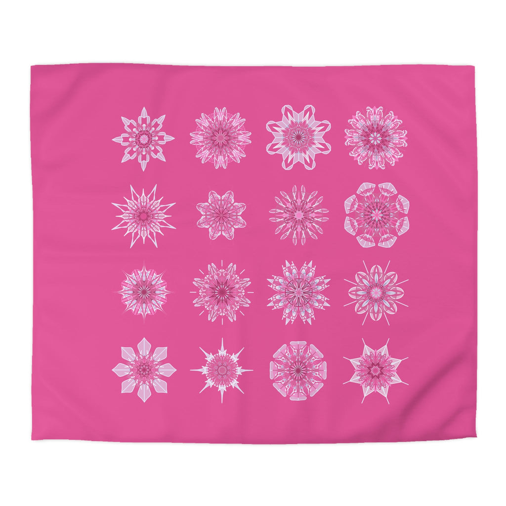 Microfiber Duvet Cover Mandala Art Drawn by Hand - Mandala on Medium Hot Pink background - Blululi