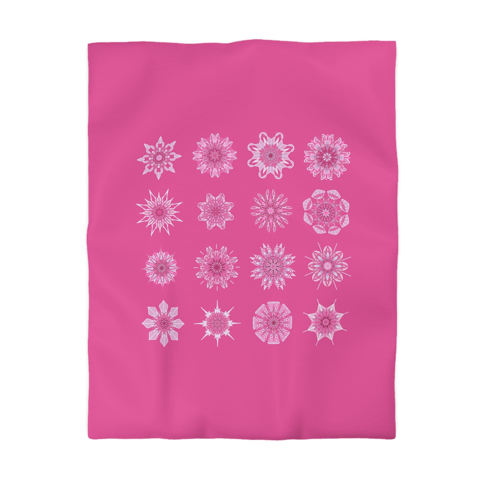 Microfiber Duvet Cover Mandala Art Drawn by Hand - Mandala on Medium Hot Pink background - Blululi