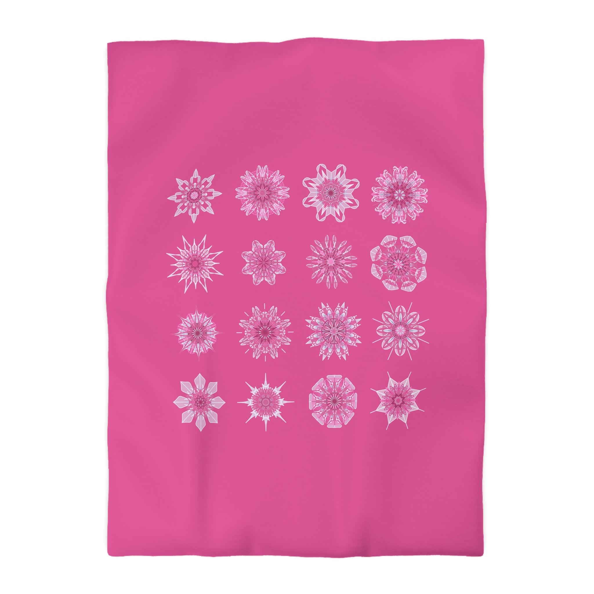 Microfiber Duvet Cover Mandala Art Drawn by Hand - Mandala on Medium Hot Pink background - Blululi