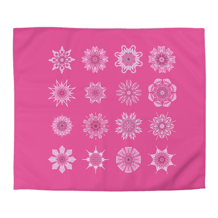 Microfiber Duvet Cover Mandala Art Drawn by Hand - Mandala on Medium Hot Pink background - Blululi