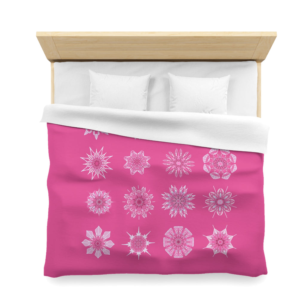 Microfiber Duvet Cover Mandala Art Drawn by Hand - Mandala on Medium Hot Pink background - Blululi