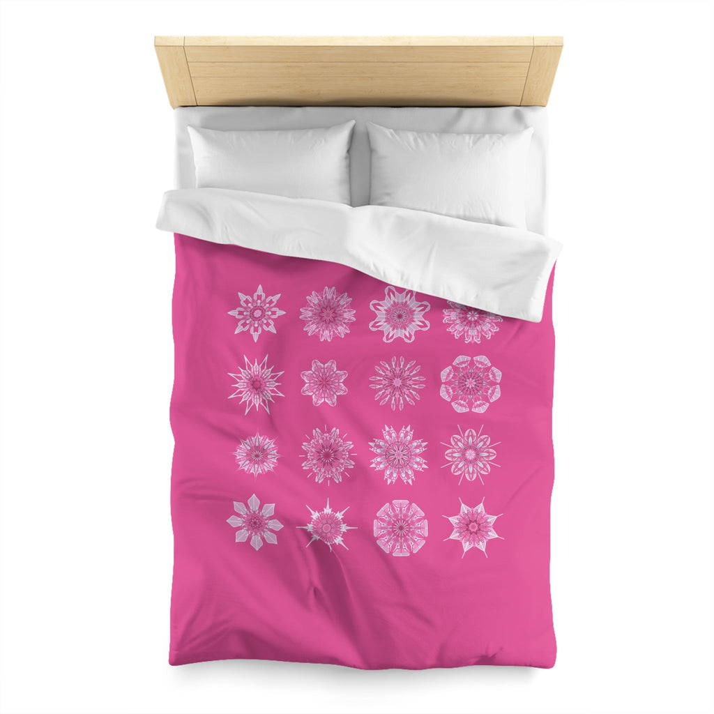 Microfiber Duvet Cover Mandala Art Drawn by Hand - Mandala on Medium Hot Pink background - Blululi