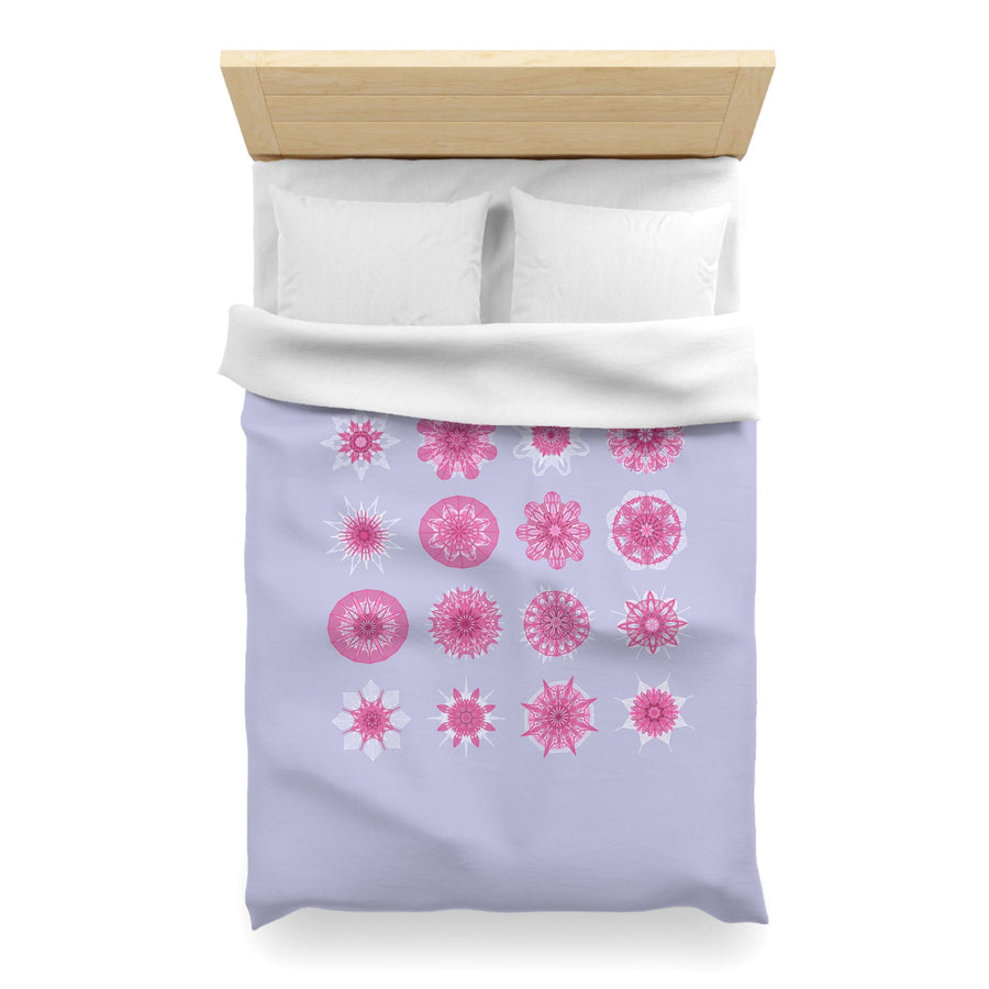 Microfiber Duvet Cover Mandala Art Drawn by Hand - Mandala on Medium Lavender background - Blululi