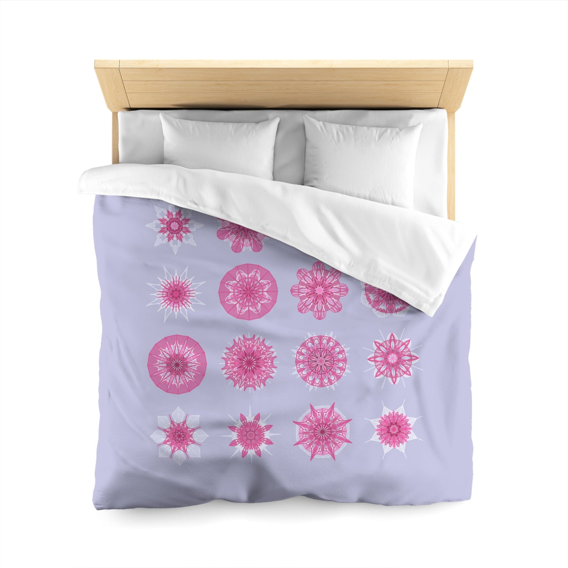 Microfiber Duvet Cover Mandala Art Drawn by Hand - Mandala on Medium Lavender background - Blululi