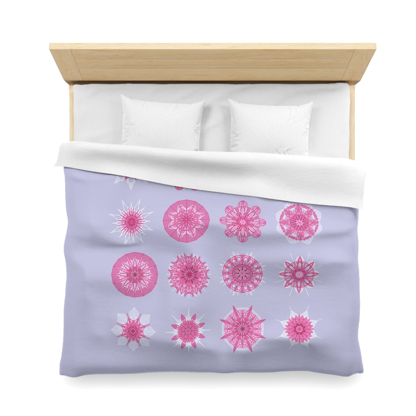 Microfiber Duvet Cover Mandala Art Drawn by Hand - Mandala on Medium Lavender background - Blululi