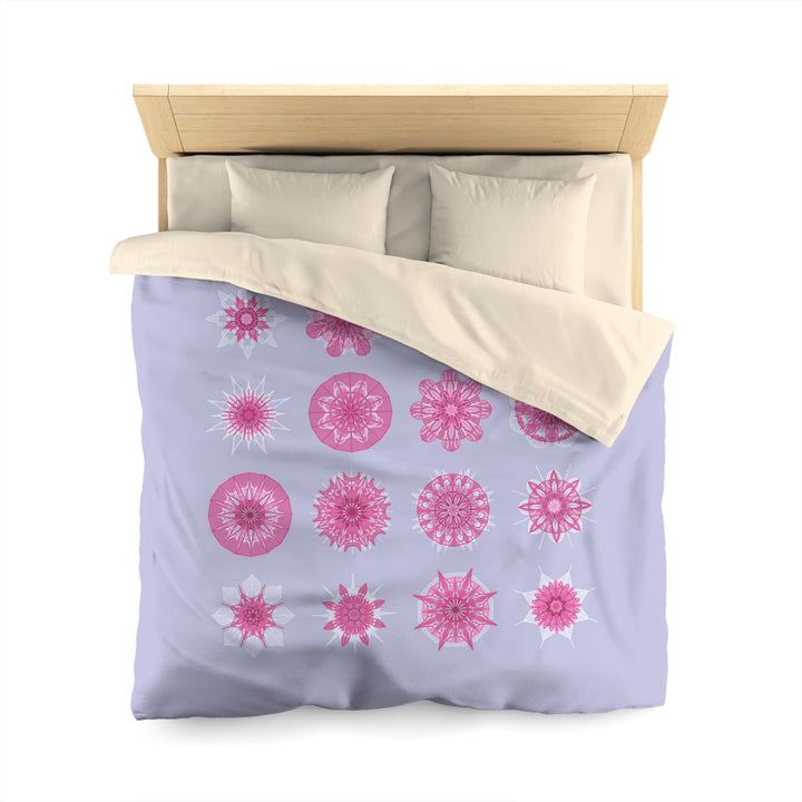 Microfiber Duvet Cover Mandala Art Drawn by Hand - Mandala on Medium Lavender background - Blululi