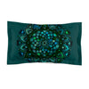 Microfiber Pillow Sham - Green Mandala Art Hand - Drawn on Dark Petroleum Green background - Blululi