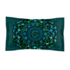 Microfiber Pillow Sham - Green Mandala Art Hand - Drawn on Dark Petroleum Green background - Blululi