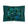 Microfiber Pillow Sham - Green Mandala Art Hand - Drawn on Dark Petroleum Green background - Blululi