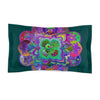 Microfiber Pillow Sham - Mandala Art Hand - Drawn on Dark Petroleum Green background - Blululi