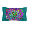 Microfiber Pillow Sham - Mandala Art Hand - Drawn on Petroleum Green background - Blululi