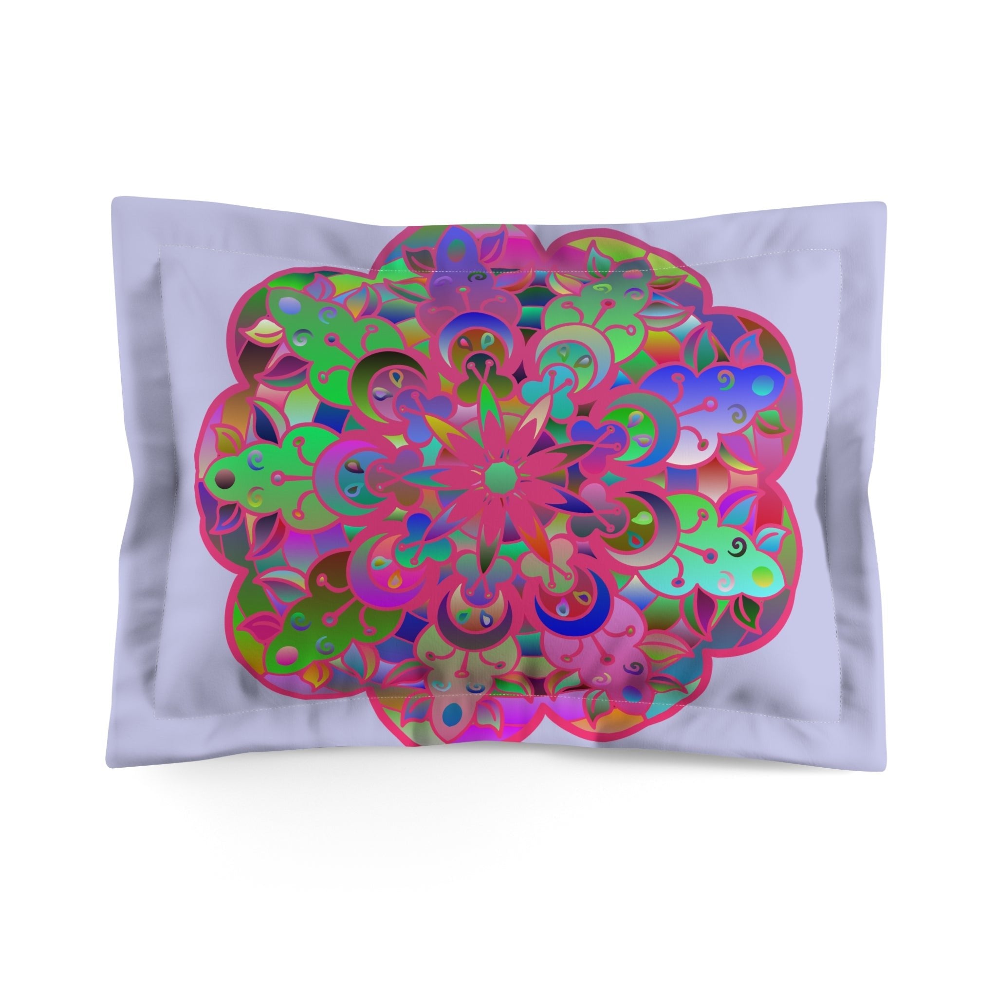 Microfiber Pillow Sham - Mandala Art Hand - Drawn on Wisteria background - Blululi