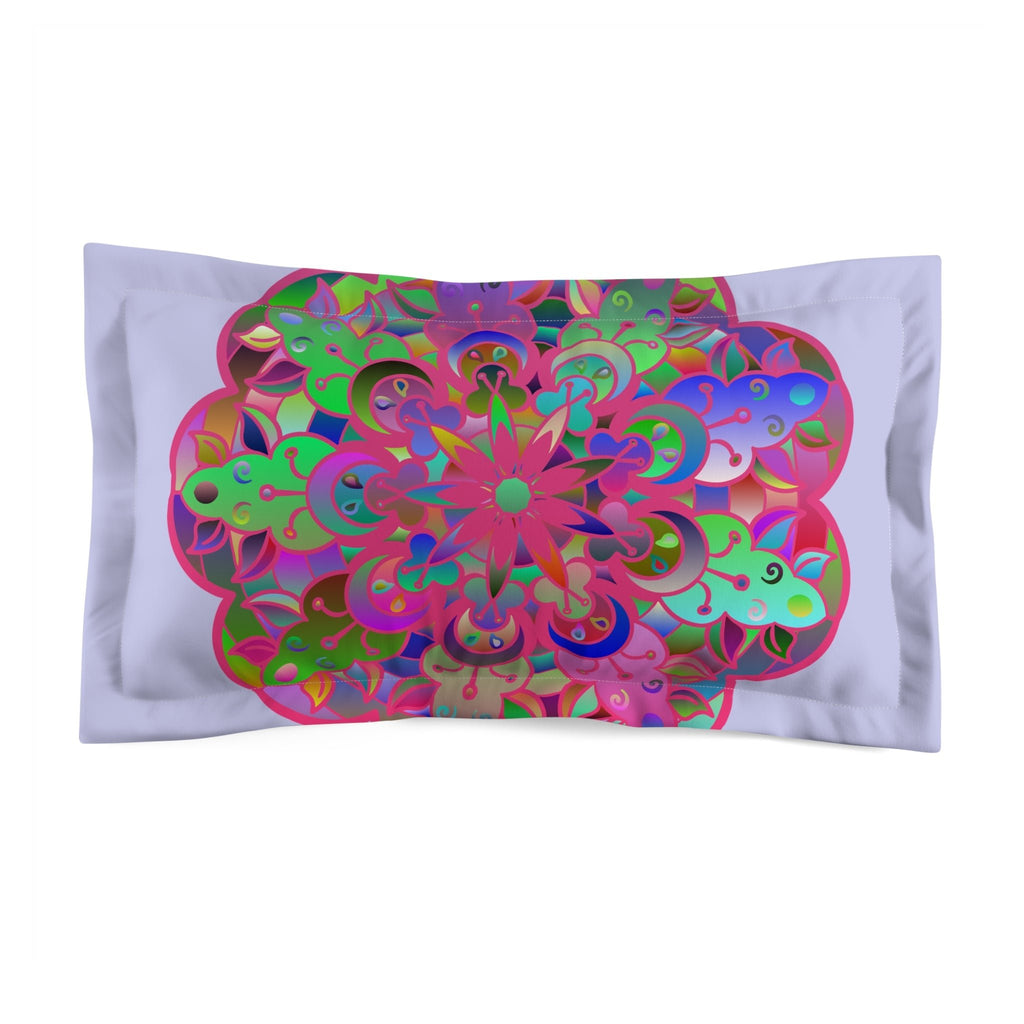 Microfiber Pillow Sham - Mandala Art Hand - Drawn on Wisteria background - Blululi