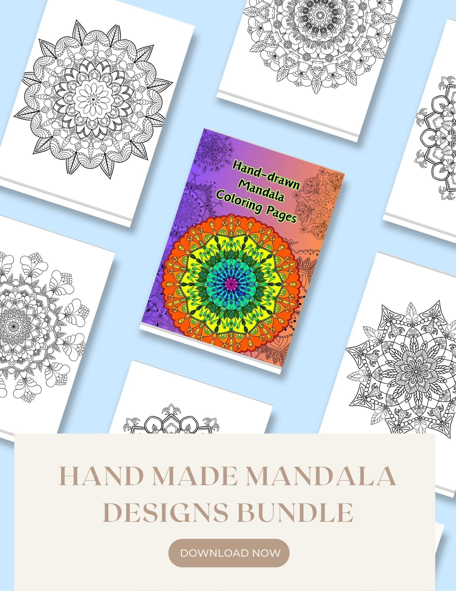 Mindful Mandala Coloring Book - Hand - Drawn Patterns for Serene Creativity digital download - Blululi