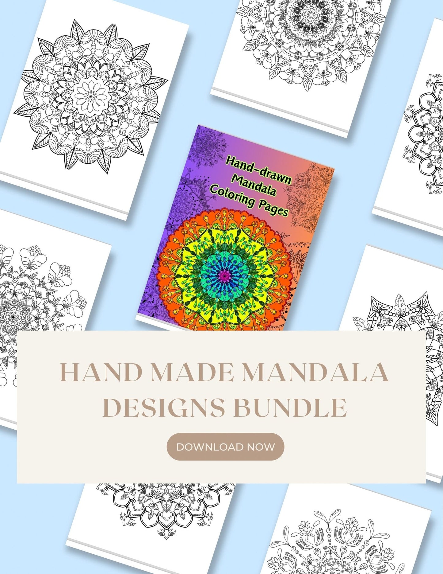 Mindful Mandala Coloring Book - Hand - Drawn Patterns for Serene Creativity digital download - Blululi